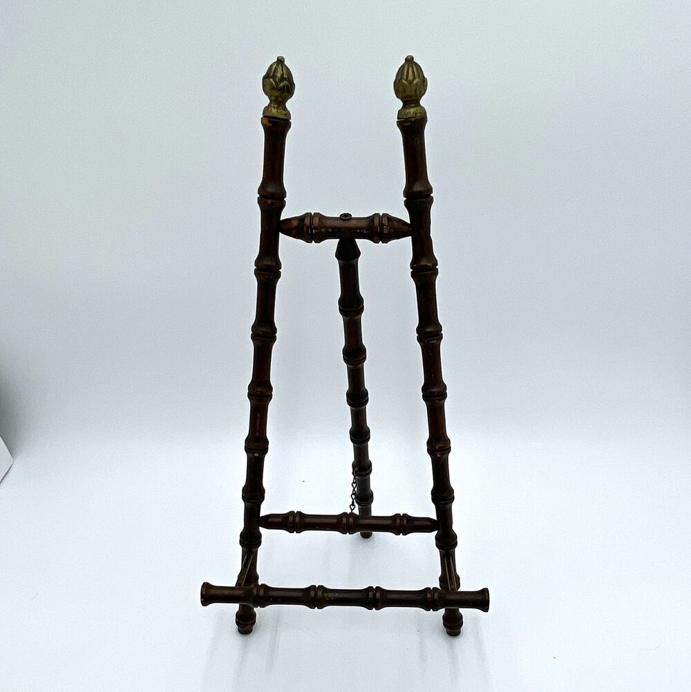 Wood Display Easel Stand Brown 15 in Tall Small Freestanding Tabletop Vintage